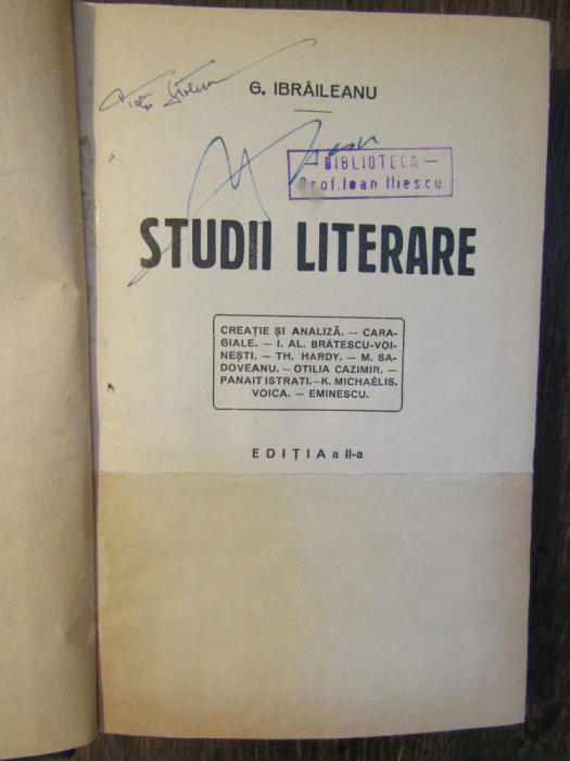 Studii literare - G. Ibrăileanu