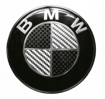 Emblemă cu logo BMW pentru capotă CARBON 82MM 51148132375 foto