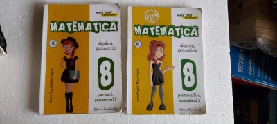 MATEMATICA ALGEBRA GEOMETRIE CLASA A VIII A PARTEA 1 + 2 . NEGRILA foto
