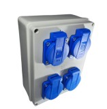 Panou din plastic echipat 190x140mm cu 4 prize schuko IP44