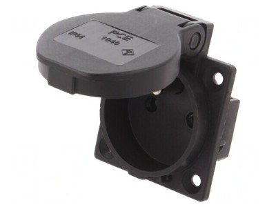 Conector Alimentare AC 230V 16A Negru 2P+PE foto
