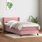 vidaXL Pat box spring cu saltea, roz, 80x220 cm, catifea 3318308