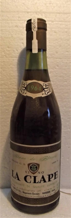 B 2 - VIN LA CLAPE, VIN D,DE Q, C.S,FRANCE, recoltare 1964 cl 75 gr 12