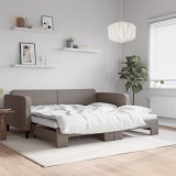 Cumpara ieftin Pat de zi cu extensie, gri taupe, 100x200 cm, textil
