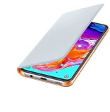 Husa Flip Wallet Cover Originala Samsung Galaxy A70 + Cablu de date Cadou, Alb