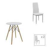 Cumpara ieftin Set dining Julita-Parker, Pako World, 3 piese, MDF, Alb-Natural, 60x60x73 cm