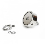 Magnet neodim oală D 60 mm cu două c&acirc;rlige inelare și două fețe x 120 kg - magnet fishing
