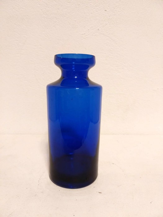 Vaza de sticla albastra-colbalt / decantor - 20cm inaltime x 8cm diametru