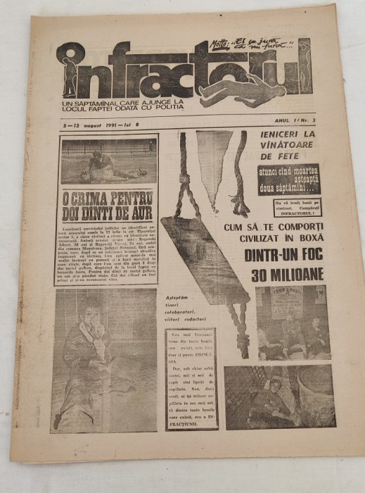 Ziarul INFRACTORUL (5 - 12 august 1991) Anul 1, nr. 3