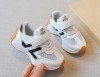 Adidasi albi pentru copii, cu insertii negre (Marime Disponibila: Marimea 23), Superbaby