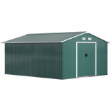 Outsunny Magazie pentru Unelte din Oțel Galvanizat, Magazie pentru Organizare și Depozitare 3.4x3.86x2 m, Verde | Aosom Romania