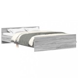 Cadru de pat cu tablie la cap/picioare, gri sonoma, 140x190 cm