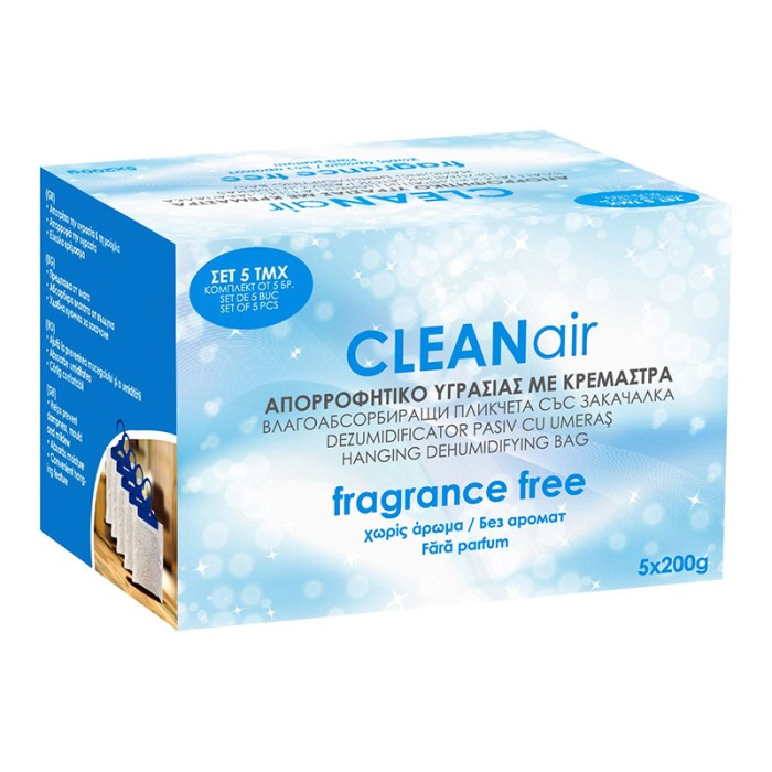 Set 5 umerase anti-umiditate pentru sifonier Clean Air, 5 x 200 g, fara miros