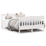 Cumpara ieftin Cadru de pat fara saltea, alb, 135x190 cm, lemn masiv de pin