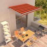 VidaXL Copertină retractabilă manual, portocaliu &amp; maro, 350 x 250 cm