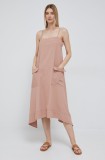 Dkny rochie culoarea bej, midi, evazată