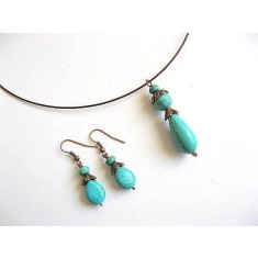 Set bijuterii turcoaz, colier si cercei 36226
