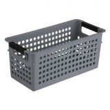 Cos Depozitare Plastic, Perforat, Manere, Capacitate 4L, Gri, Oem