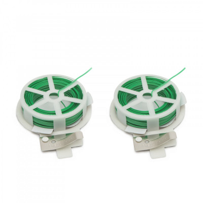 Set 2 bucati fir material plastic pentru legat pe bobina, 2 mm, cu cutit de debitare, 20 m bucata, verde foto