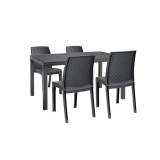 Set Mobilier Gradina Leziter Hellda, 4 Locuri, Ratan Sintetic, Culoare Grafit, Rezistent Intemperii UV