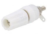 Soclu Banană 4mm 15A 250VDC Alb Nichelat Panou, CLIFF