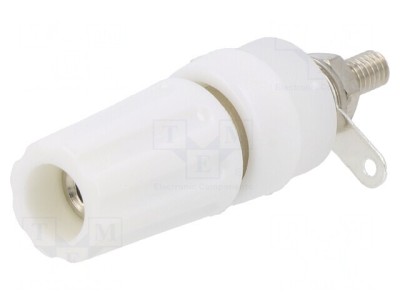 Soclu Banană 4mm 15A 250VDC Alb Nichelat Panou foto