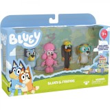 Set 4 figurine Bluey &amp; Friends cu piese mobile, 3+