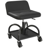 HOMCOM Scaun de atelier cu roți spațiu depozitare, 58,5 cm &icirc;nălțime, scaun rulant p&acirc;nă la 135 kg Negru | Aosom Romania