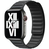 Curea leather link piele neagra pentru Apple Watch 42/44/45 mm, marime universala, seriile 1,2,3,4,5,6,7,8