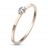 Inelul de logodnă din oțel de culoarea cuprului - zirconiu pătrat transparent, suprafață lucioasă - Marime inel: 57