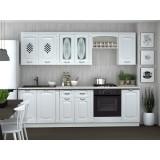 Bucatarie KATIUSA 2.6m, MDF, Alb/Rosu, Completa, 8 Corpuri, Blat Inclus, Bucatarie Standard