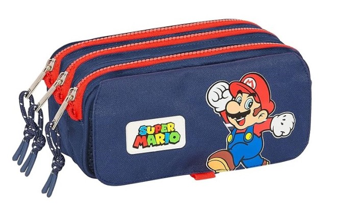 Penar pentru scoala Super Mario World, 3 compartimente, bleumarin - RESIGILAT