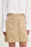 HUGO fustă din bumbac culoarea bej, mini, drept, 50536086