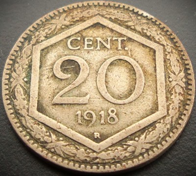 Moneda istorica 20 CENT / CENTI - ITALIA, anul 1918 * cod 2968 foto