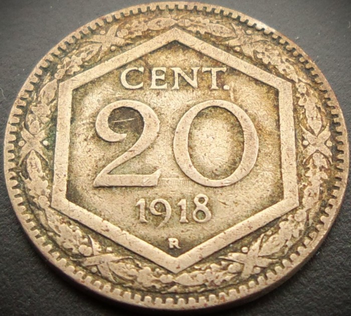 Moneda istorica 20 CENT / CENTI - ITALIA, anul 1918 * cod 2968