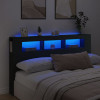 Tablie de pat cu LED, negru, 180x18,5x103,5 cm, lemn GartenMobel Dekor, vidaXL
