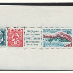 Noua Caledonie 1960 Mi 370 , 374, 376 bl 2 MNH - 100 de ani de timbre