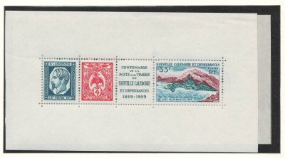 Noua Caledonie 1960 Mi 370 , 374, 376 bl 2 MNH - 100 de ani de timbre foto