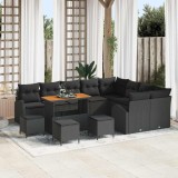 VidaXL Set de canapele pentru grădină 13 pcs Negru 110 x 55 x 71 cm