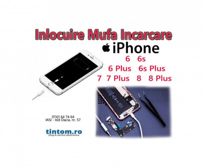 Reparatie Mufa Incarcare iPhone NU INCARCA Inlocuire Conector Alimentare foto