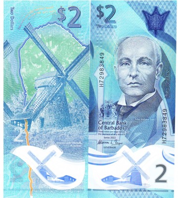 Barbados 2 Dolari 2022 Polimer P-NEW UNC foto