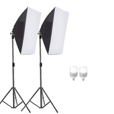 Kit de 2 softboxuri, 2 trepiezi reglabili 200 cm, 2 becuri LED 25W foto