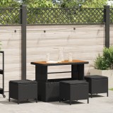 Gossi set masa gradina 4 piese cu perne negru poliratan acacia