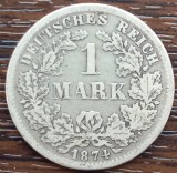 (A361) MONEDA DIN ARGINT GERMANIA - 1 MARK 1874, LIT. F, NECURATATA, Europa