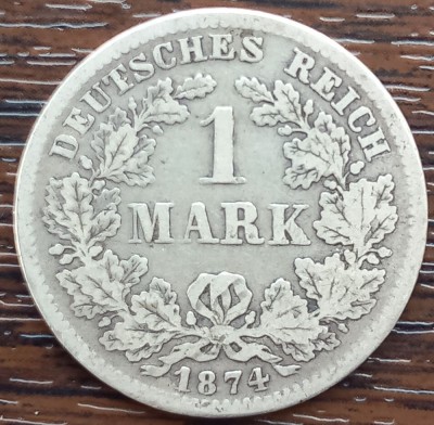 (A361) MONEDA DIN ARGINT GERMANIA - 1 MARK 1874, LIT. F, NECURATATA foto