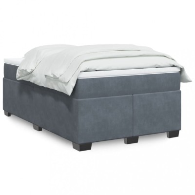 vidaXL Pat box spring cu saltea, gri &amp;icirc;nchis, 120x200 cm, catifea 3285276 foto
