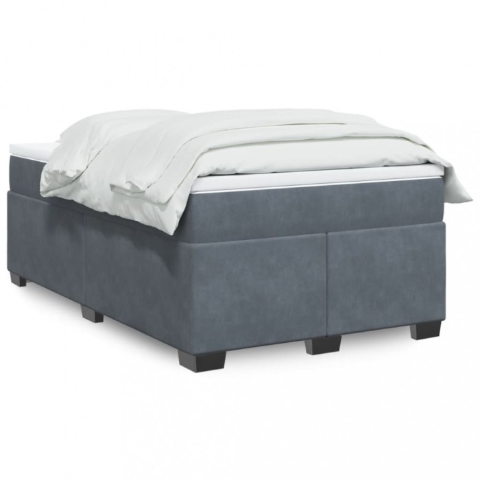 vidaXL Pat box spring cu saltea, gri &icirc;nchis, 120x200 cm, catifea 3285276