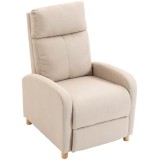 HOMCOM Fotoliu Recliner cu Suport Picioare, Tesatura In, 87x67x102 cm, Bej, Living, Relaxare