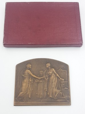 Foarte rara! Medalie veche din bronz Vernon Franta 1905 - piesa de muzeu foto