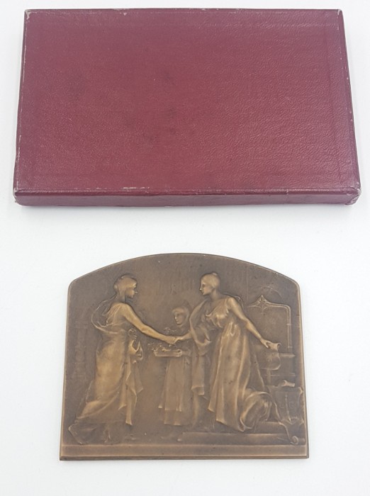 Foarte rara! Medalie veche din bronz Vernon Franta 1905 - piesa de muzeu